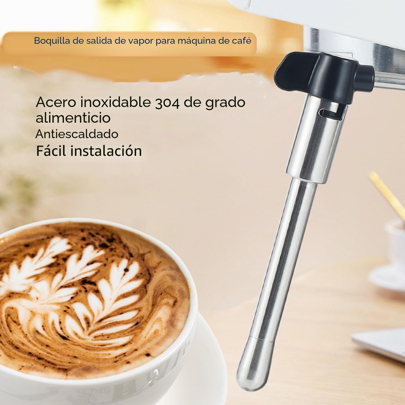 Aramox Varita de Vapor y Boquilla Mejorada Reemplazo de Acero Inoxidable para Máquina de Café EC685