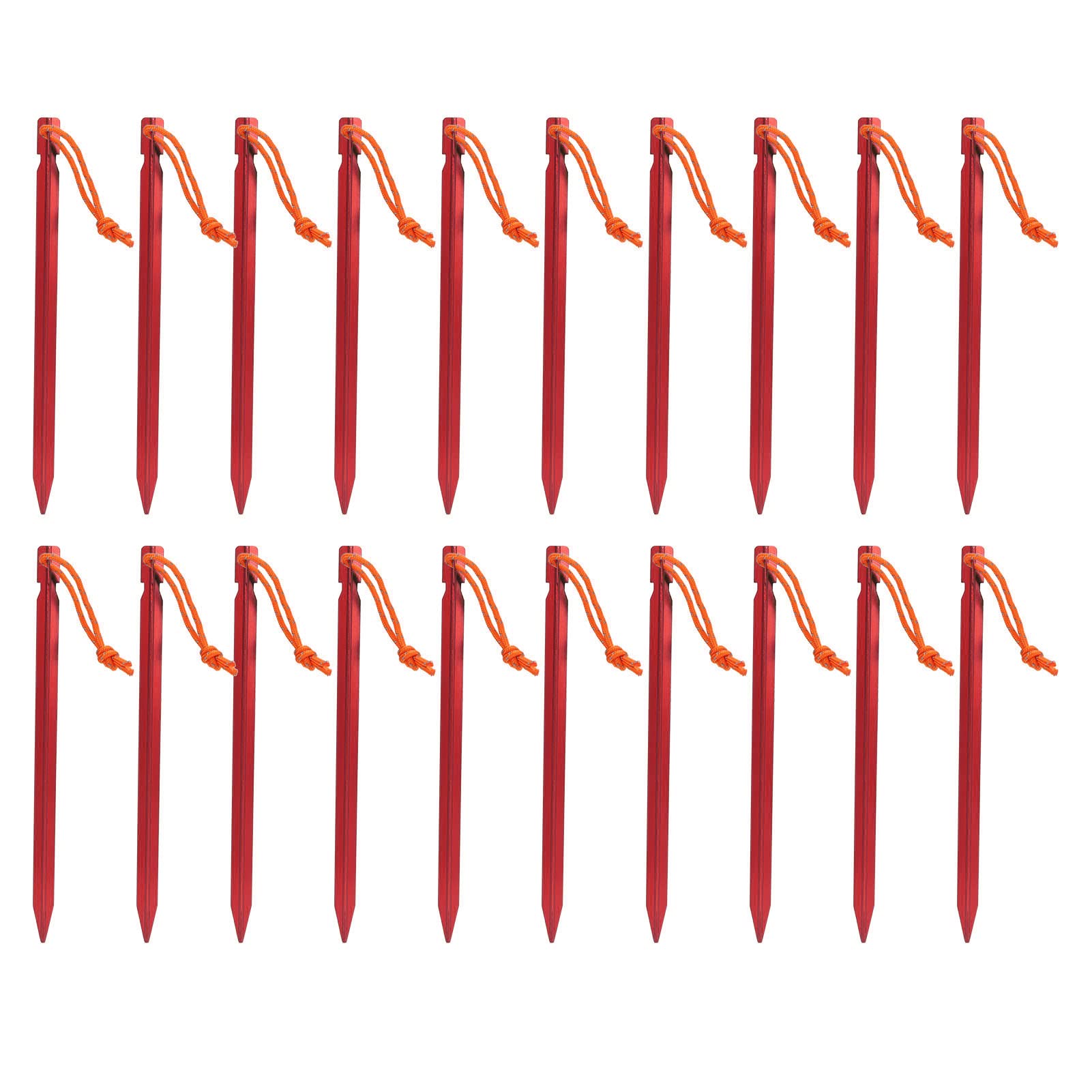 20 piquets de Tente résistants en Forme de V, piquets de Tente en Alliage d’Aluminium avec Cordes pour auvent de Camping en Plein air, piquets de Jardin étanches de 9 Pouces pour l (Rouge)