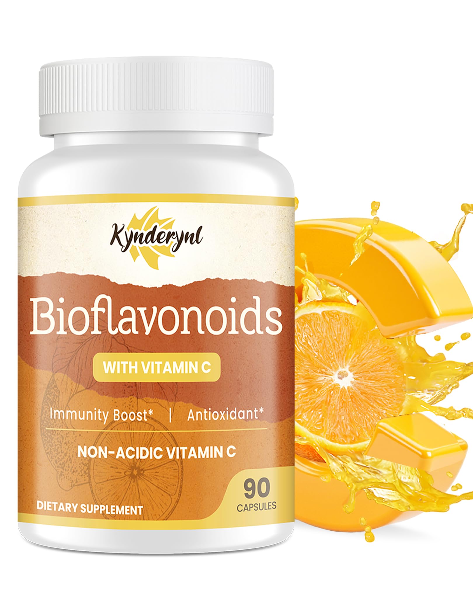 Vitamin C with Bioflavonoids Supplement - Blend of Vitamin C 1000mg and Citrus Bioflavonoids 1100mg 90 Capsules -