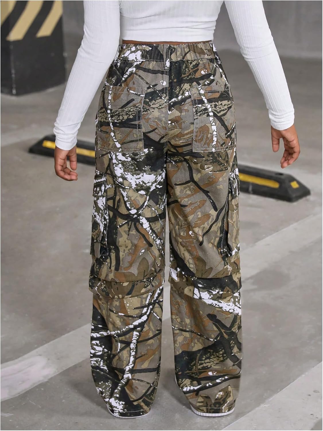 Floerns Girl's Kids Camo Pattern Cargo Jeans Y2k Wide Leg Denim Pants