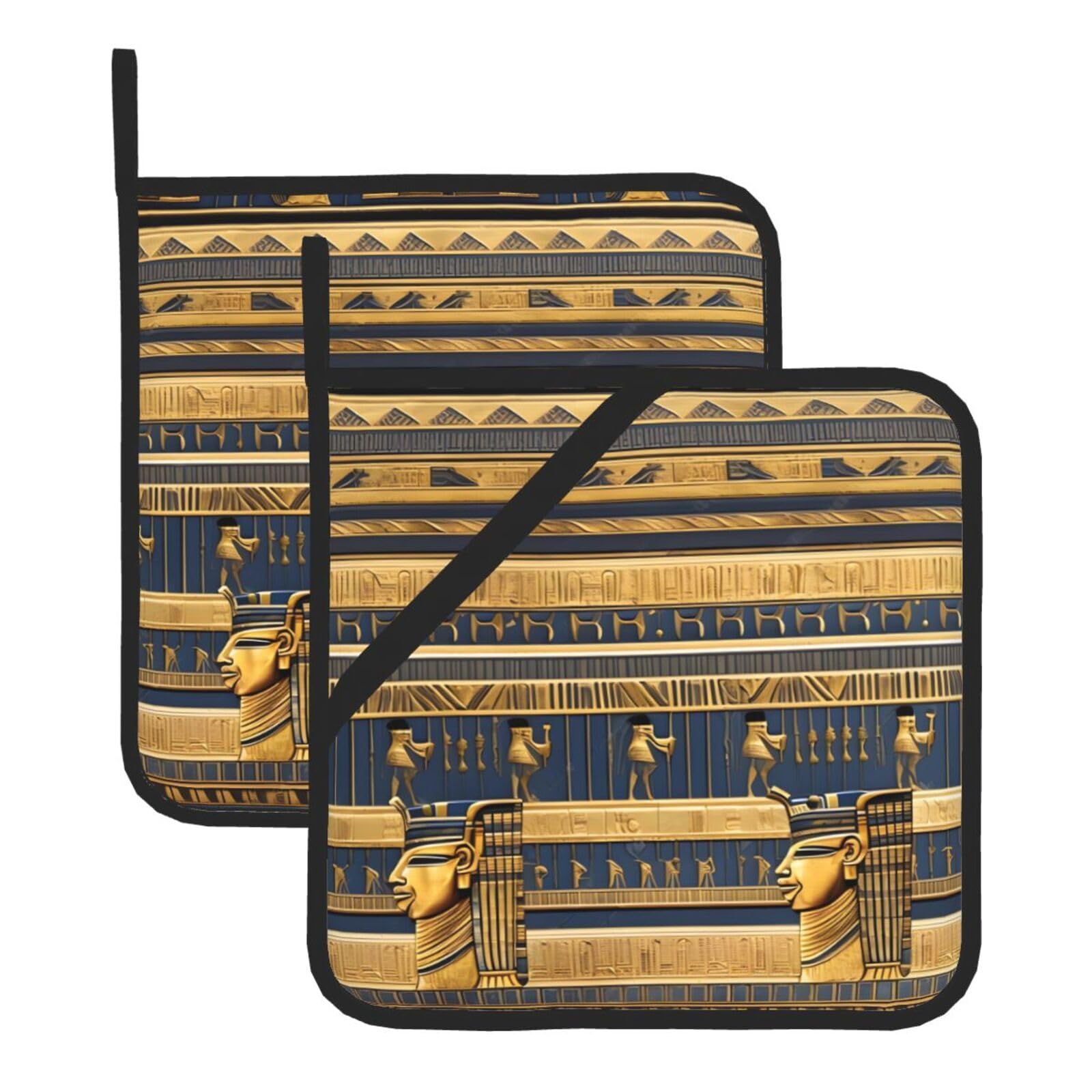 Egyptian Pharaonic Frescoes Square Heat Resistant Trivet Set Thick and Durable for Baking Barbecue Cookware Oven