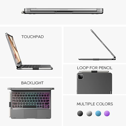 Miniatura 127 de Funda giratoria con teclado para Apple iPad mini 7ª generación 2024 (A17 Pro)/iPad mini 6ª generación (8.3 pulgadas) 2021; teclado compacto