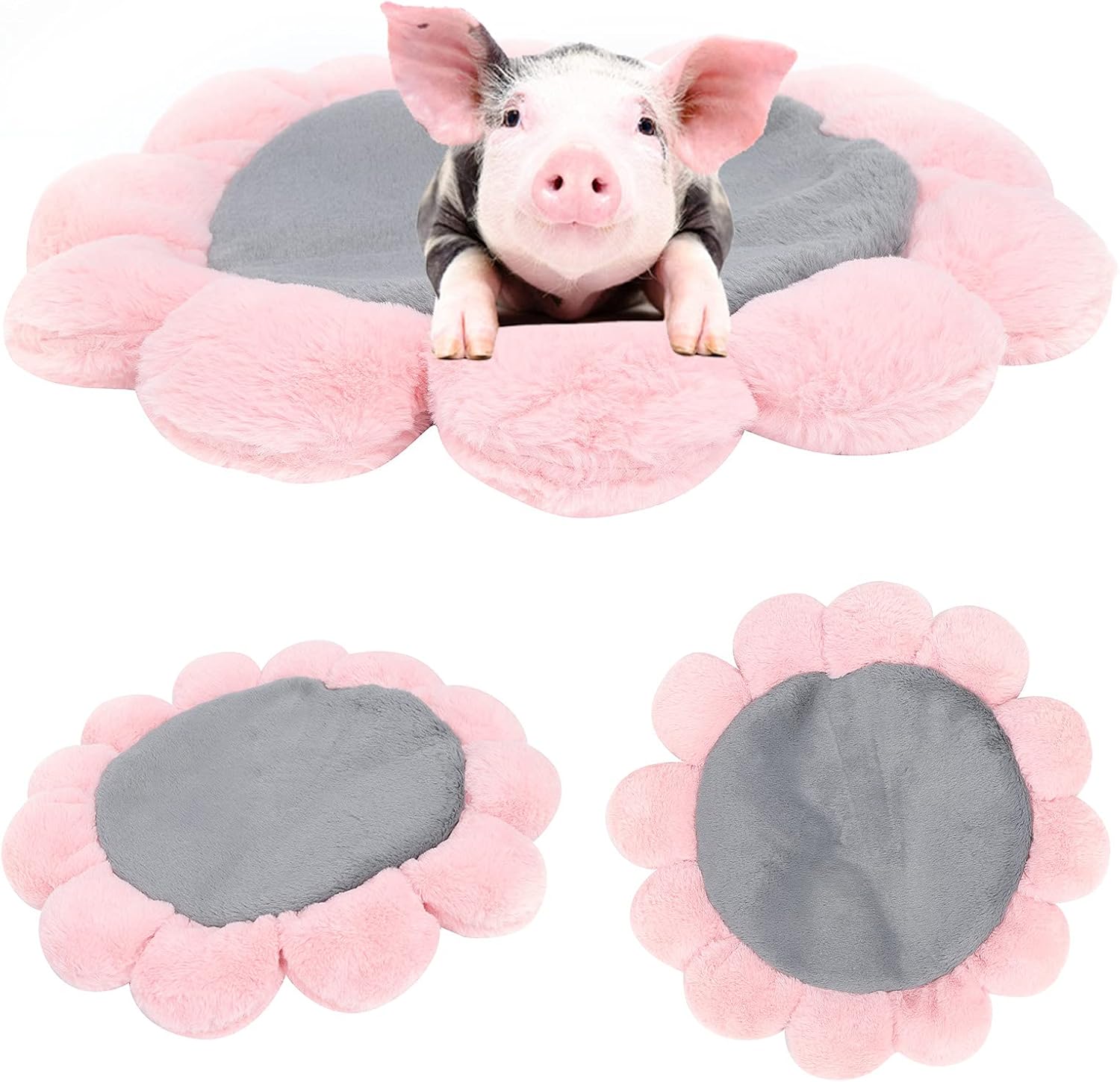 Flower Shaped Fleece Bed Mat, Round Pet Sleeping Mat, Fleece Pet Nest with PP Cotton Fill, Cozy Bed for Dogs Cats Pigs in Cold Weather or Air Conditioned