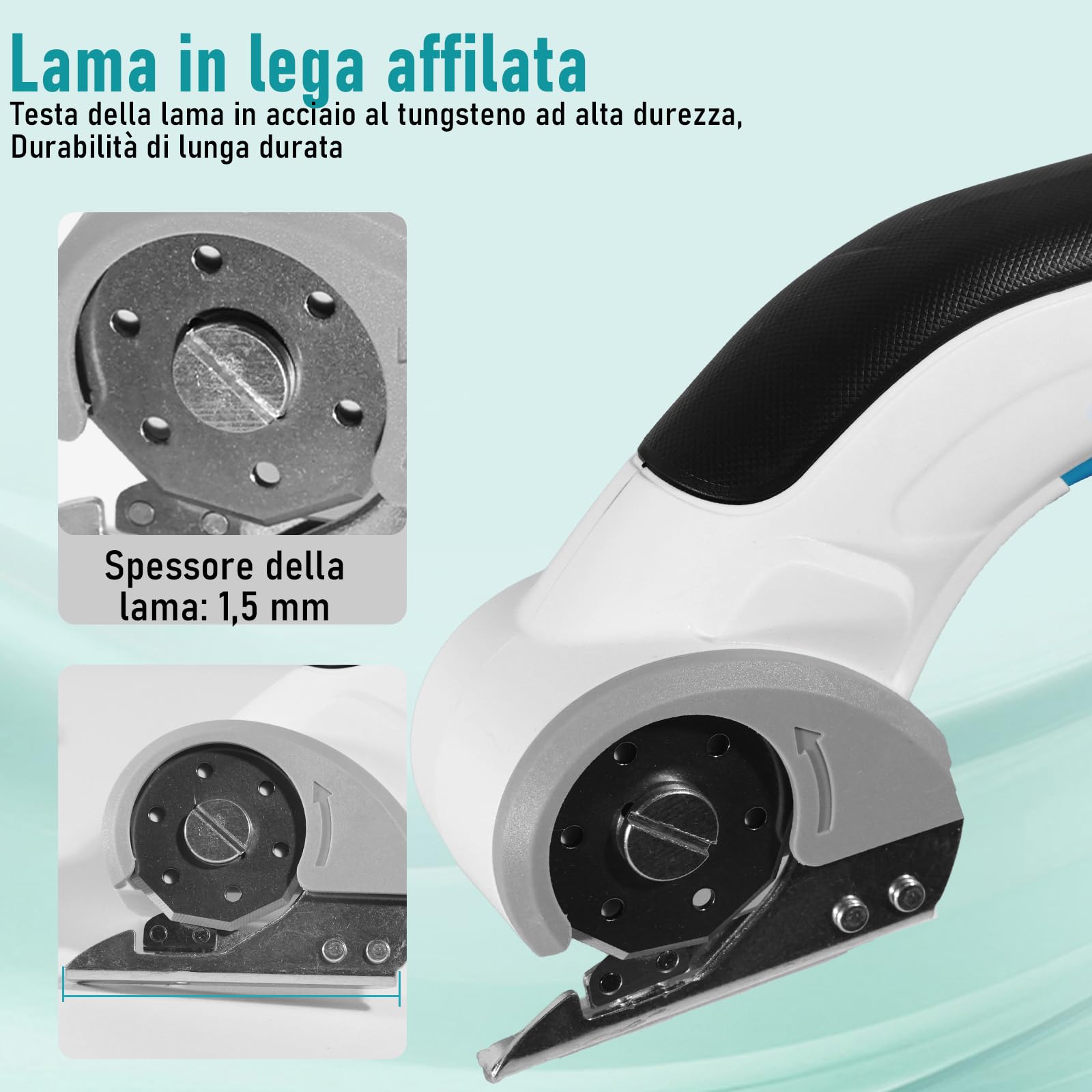 Taglierina per Cartone 3,7 V Forbici Elettriche,Taglierina per Cartone Elettrica con Batteria da 2000 mAh,Taglierina Universale con 2 Lame Autoaffilanti per Cartone,Moquette,Pelle,Feltro e Plastica
