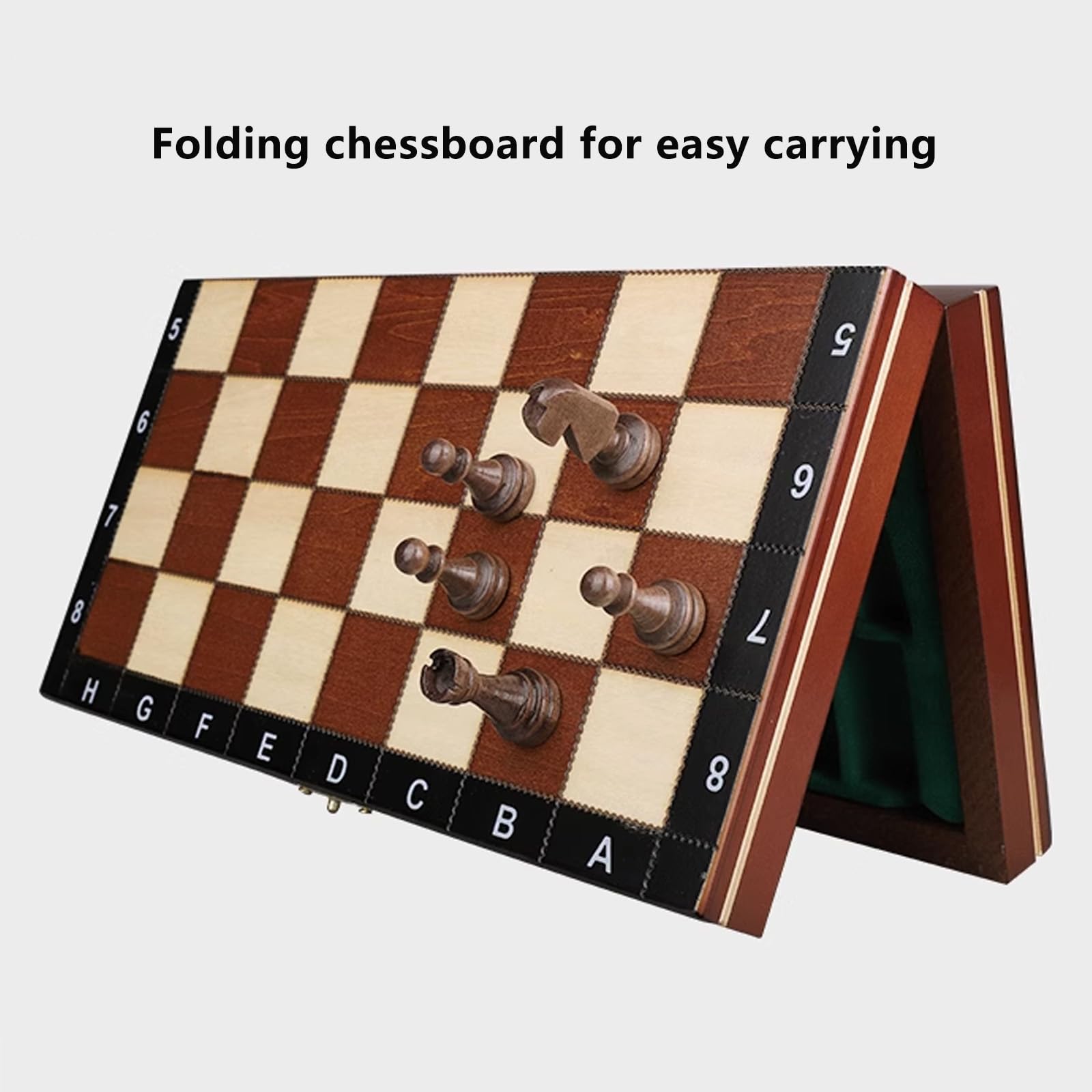 Scacchiera in Legno,11" Scacchiera Portatile con Slot di stoccaggio degli Scacchi,Facile da trasportare, Scacchiera Magnetica in Legno per i Principianti e Adulti