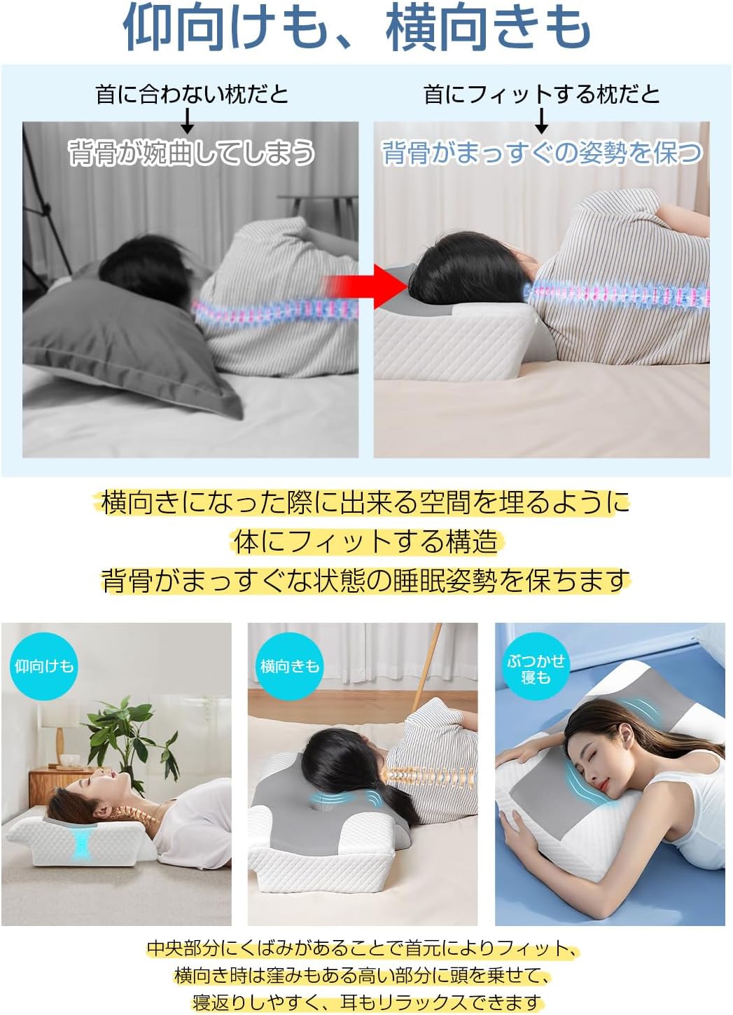 LAOGOT 枕 首が痛くならない ストレートネック 低反発 高通気性 グレー LAOGOT 枕 首が痛くならない ストレートネック 低反発 高通気性 グレー
