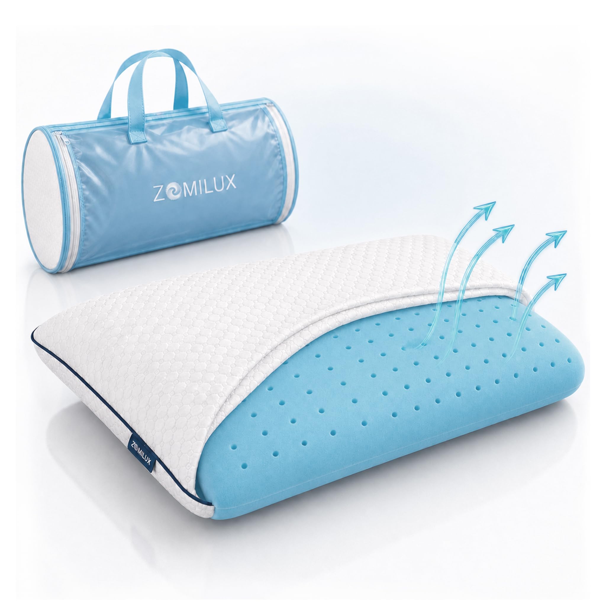 ZOMILUX - Almohada Memory Foam Matrimonial 60x40 cm - Almohada Ventilada con Gel - Soporte Ortopédico y Cervical - Almohada para Cama Matrimonial