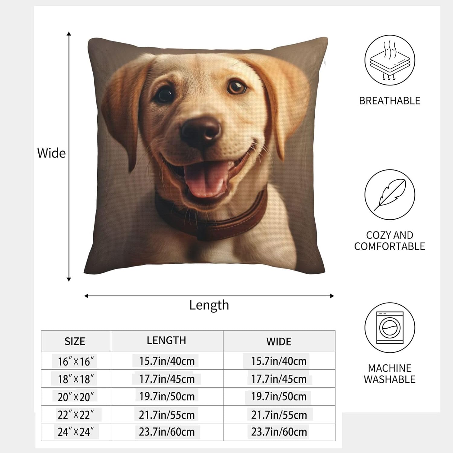 Cute Labrador Dog Imitation Linen Pillowcase -2 Sets, Fashionable Home Decoration, Used for Sofas, Gardens, beds