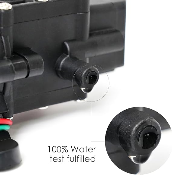 12V Diaphragm Water Pump 1.2 GPM 80 PSI Self Priming Sprayer Pump with Pressure Switch, Hose Clamps for RV, Camper, Marine, Boat, Garden, Car Wash