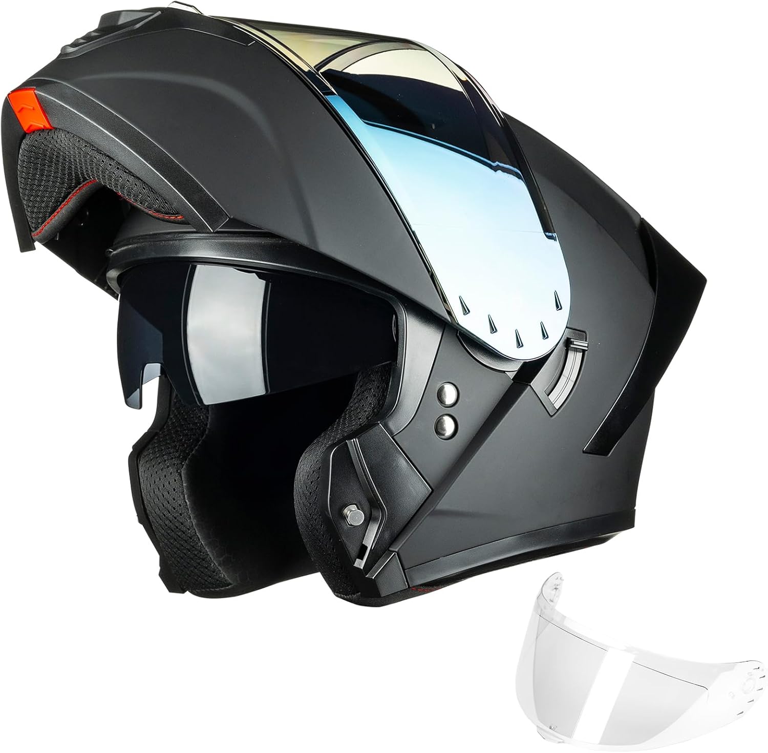 ILM Modular Motorcycle Helmet for Adults Full Face Flip up Riding with Dual Visor Street Bike Racing DOT Model MM966 (Matte Black Colorful, XL)