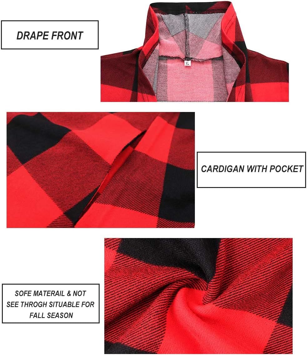 CARCOS Plus Size Cardigan for Women Solid Color/Star/Plaid/Striped Open Front Tops XL-5XL - Image 5