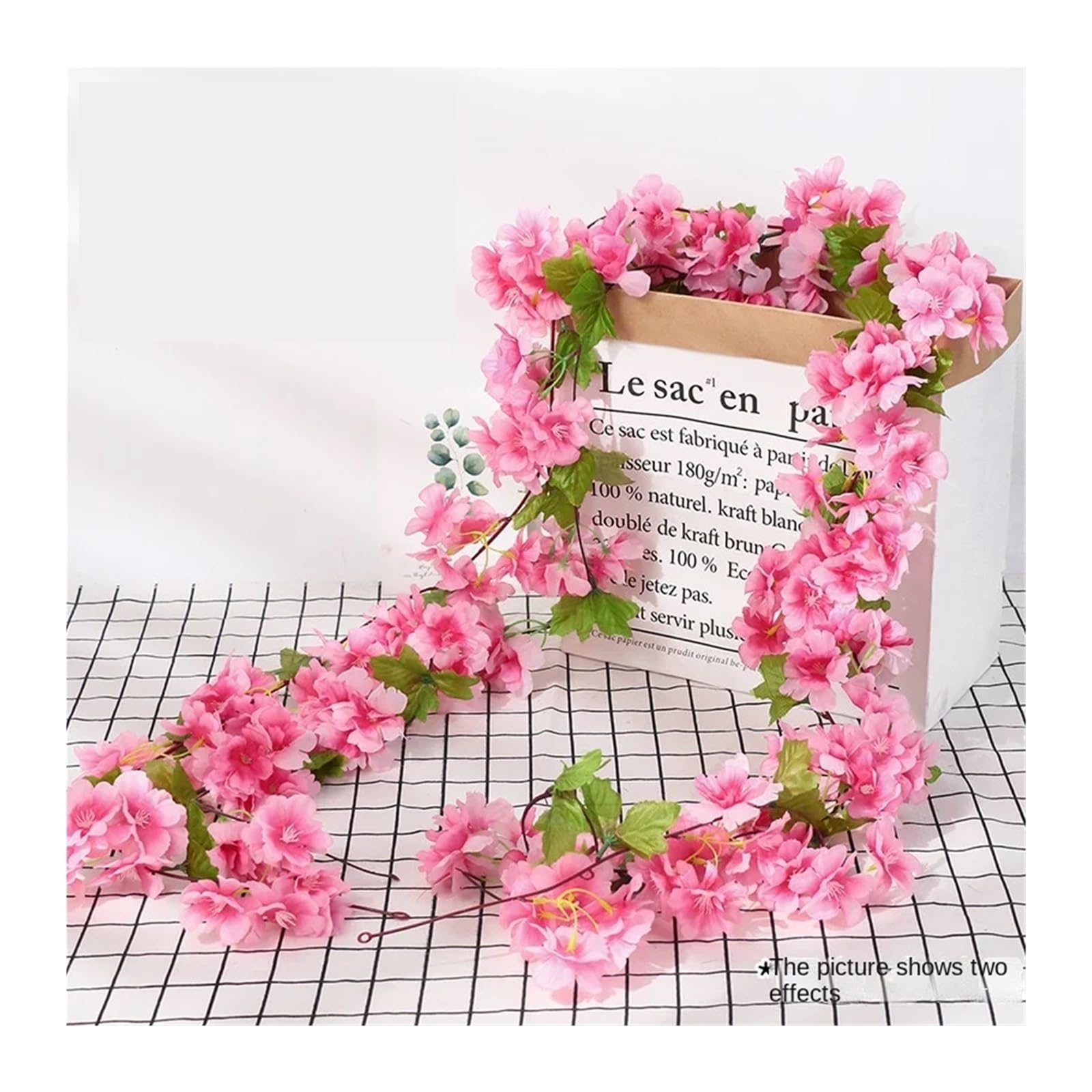 NDSJAIE Artificial Flower Vine 7ft 2m Flower String Artificial Wisteria Vine Garland Plants Foliage Outdoor Home Trailing Fake Hanging Wall Decor For decoration(Length 230cm-02)