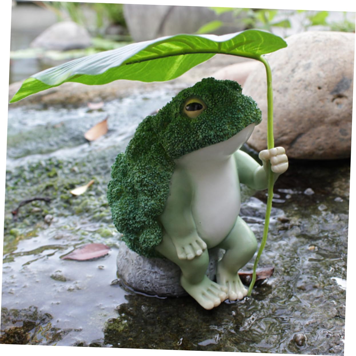 Amazon.co.jp: CALLARON 1セット創意西兰花蛙摆 可爱な蛙置物 屋外園