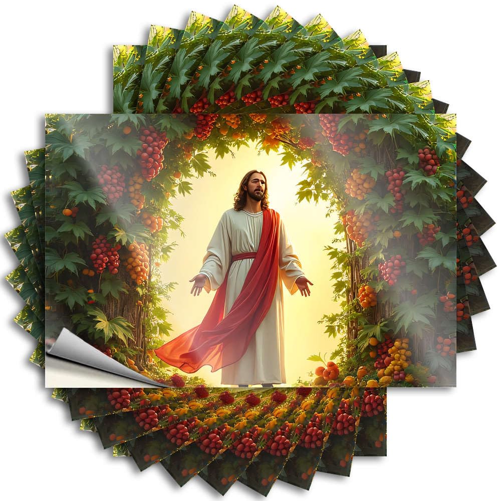 Upgrades Beer Tattoo - Jesus Stands in A Radiant, Fruit-Laden Archway Hat Waterproof Vinyl Sticker(12X18CM)