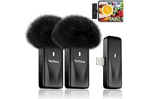 2 Pack Wireless Lavalier Microphone for iPhone iPad