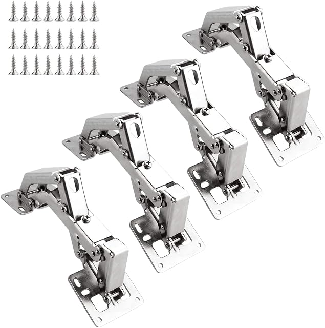 AHUNTTER 4PCS 165 Degree Cabinet Hinge, 35mm Full Overlay Concealed Soft Close, Stainless Steel Kitchen Cabinet Folding Hinge for Lazy Susan Cabinet, Kitchen Cabinet Doors, Wardrobe, Cupboard