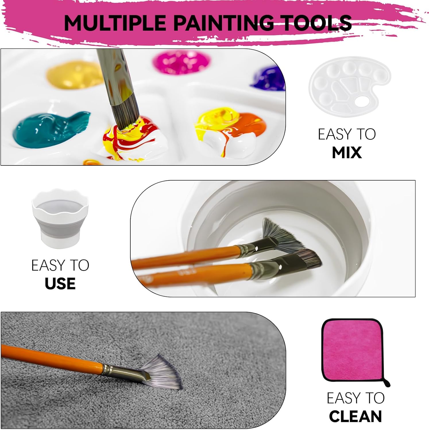 Inburit Paint Set for Adults & Kids, Painting Supplies Kit with 18 Acrylic Paints(22ml), Easel, Stretched Canvases, Brushes, Palette,Etc. Deluxe Art Paint Set for Student and Artist
