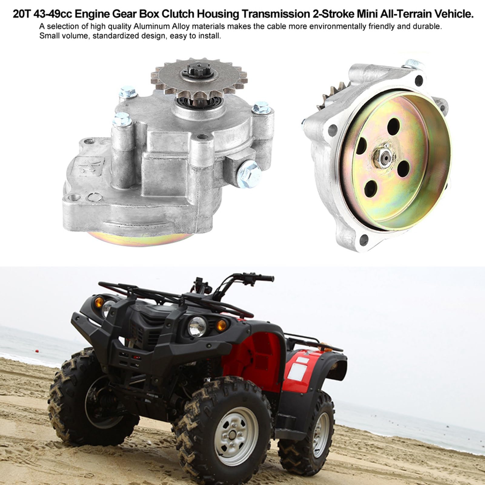 Caja de Engranajes de Transmisión de Motocicleta, Caja de Engranajes de Transmisión ATV, Caja de Transmisión de Reducción de Engranajes para Motor Mini ATV 20T 43-49 de 2 TIEMPOS