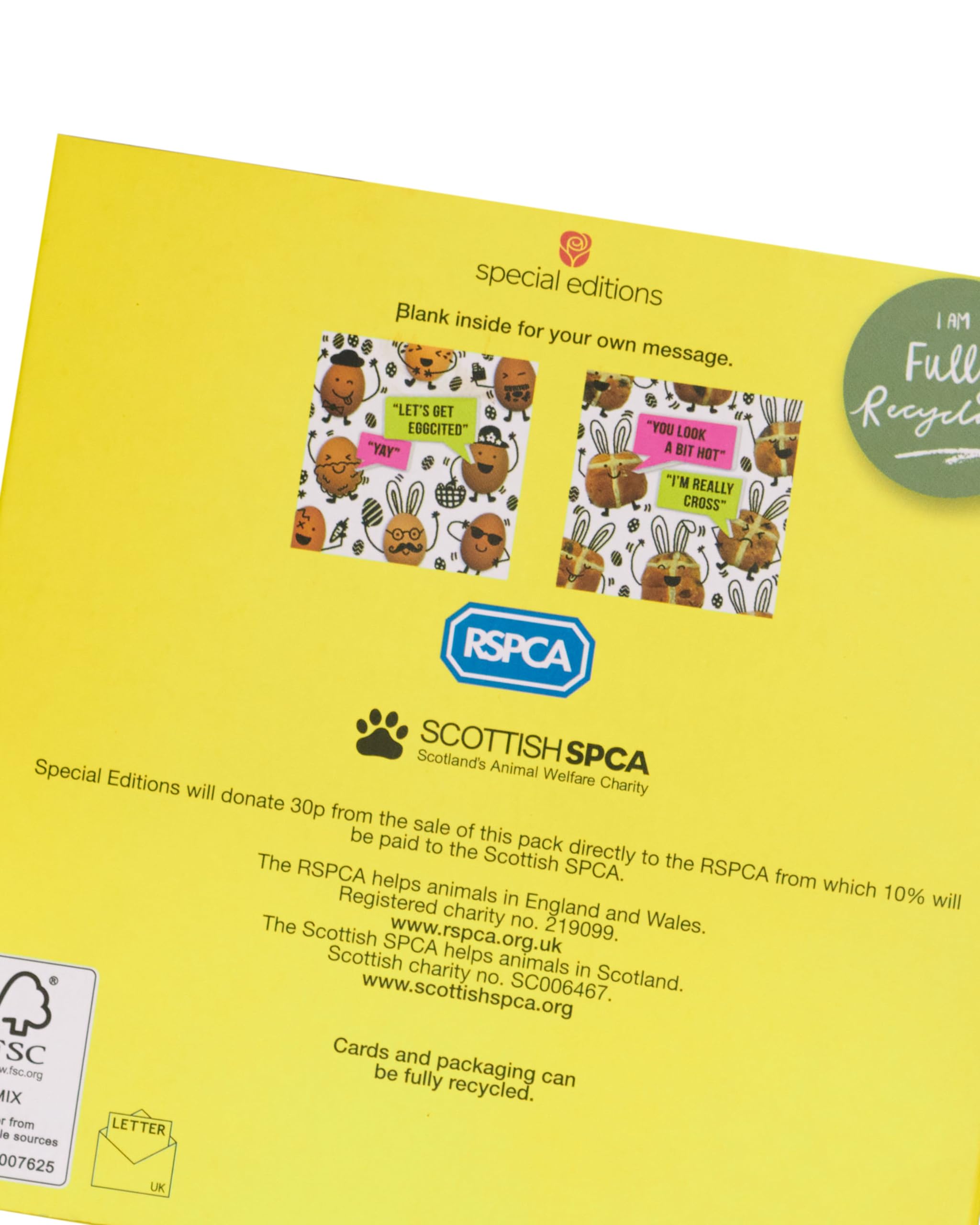 Pack Of 6 RSPCA Hot Cross & Egg-cited Easter Cards Charity Greeting Cards, Multi - Image 3