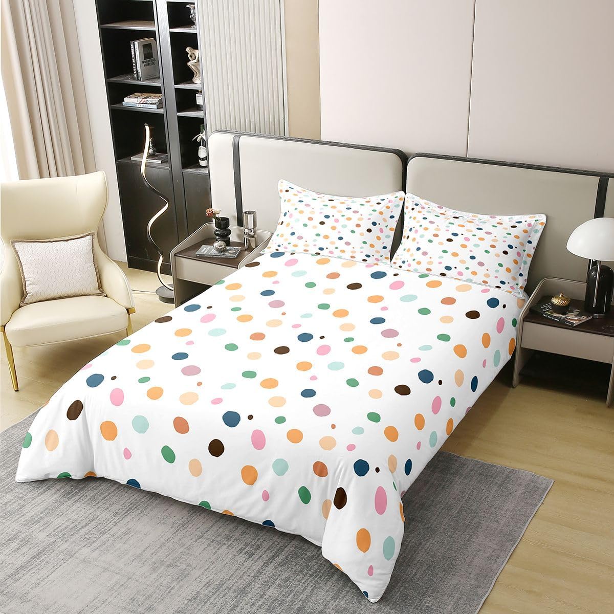 Feelyou Boys Girls White Blue Yellow Duvet Cover 100% Cotton Queen Size