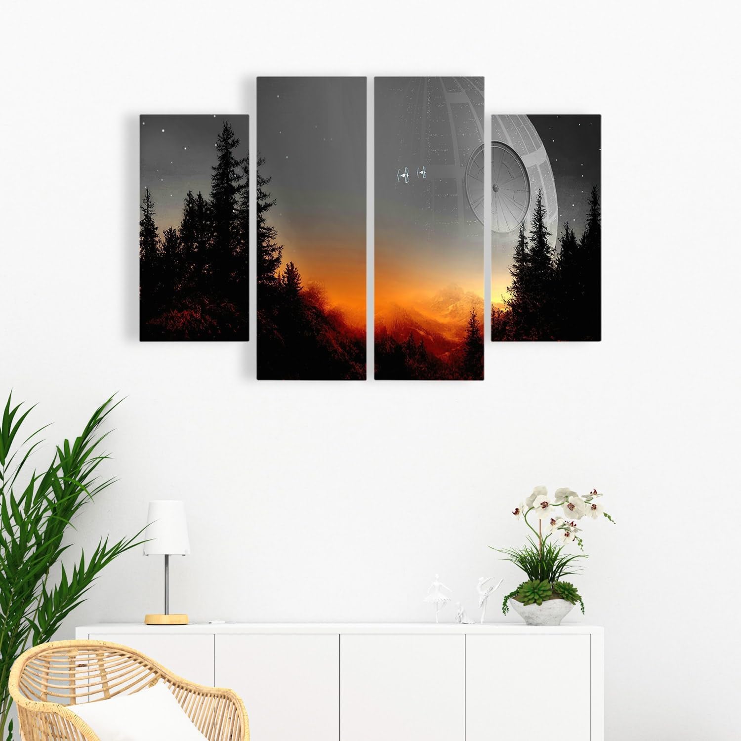 Death Star Inspired Canvas Print Wall Art | Futuristic Space Station Artwork | Smooth Surface Home Decor – Various Sizes (18in x 12in Gallery Wrapped)