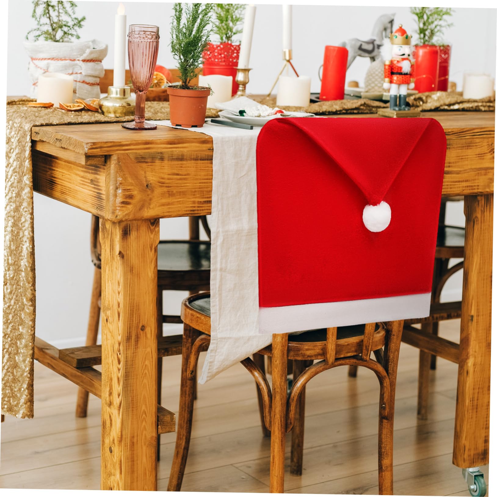 PRETYZOOM 10 Piezas Fundas para Sillas Navideñas Rojas Fundas Navideñas para Sillas para Interiores para Fiestas de Navidad Cocina o Sala de Estar