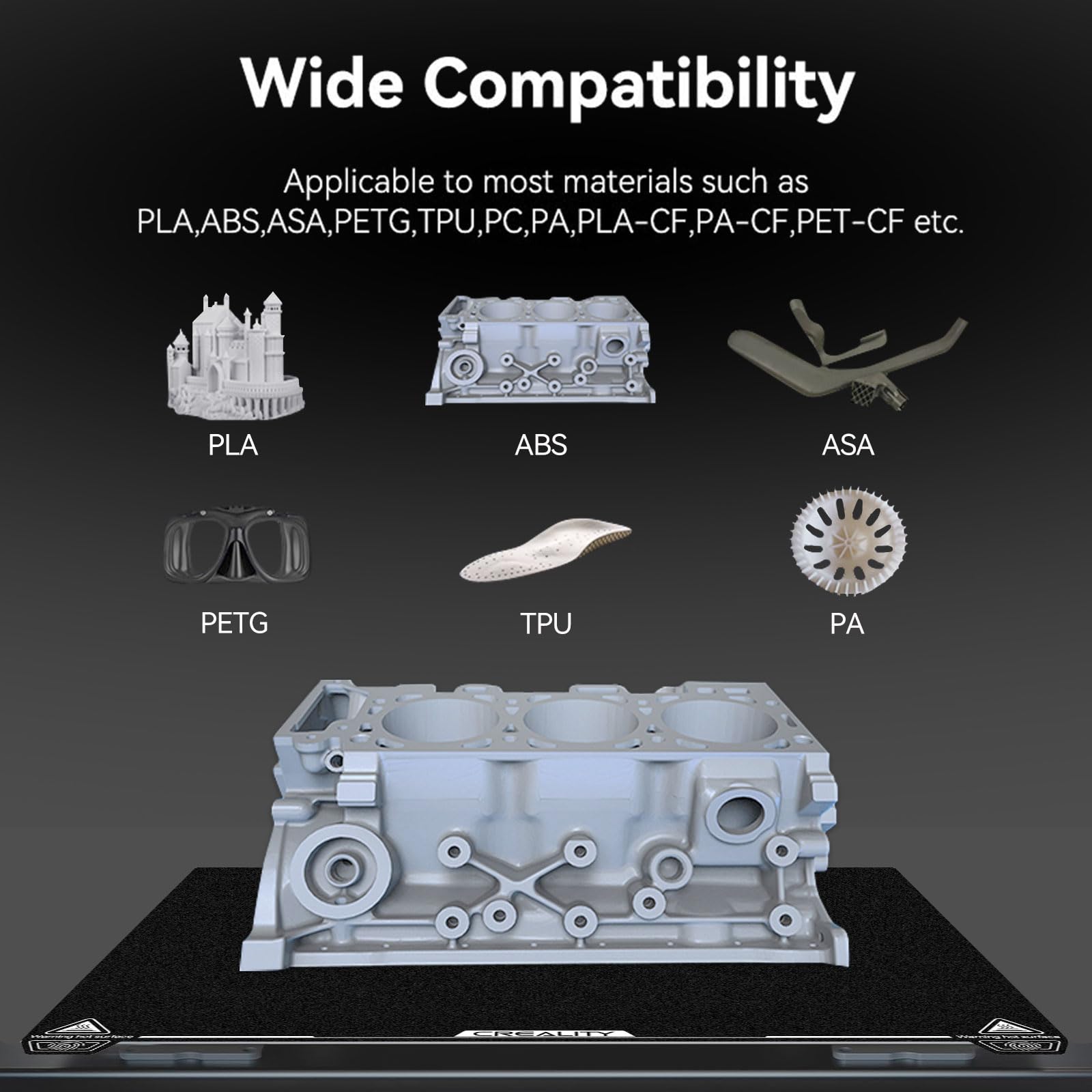 CREALITY K1 Max Build Plate płyta budowlana, żywica epoksydowa, 310 × 315 mm, dwustronna, platforma drukująca Spring Steel Plate kompatybilna z płytą drukującą Creality K1 Max i drukarkami 3D Ender-3