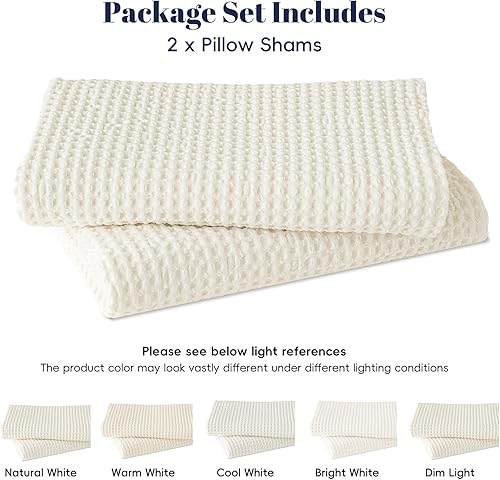 Miniatura 6 de PHF Fundas de almohada 100% algodón de punto gofre, de 24 x 24 pulgadas, sin relleno, paquete de 2 elegantes fundas de almohada cuadradas
