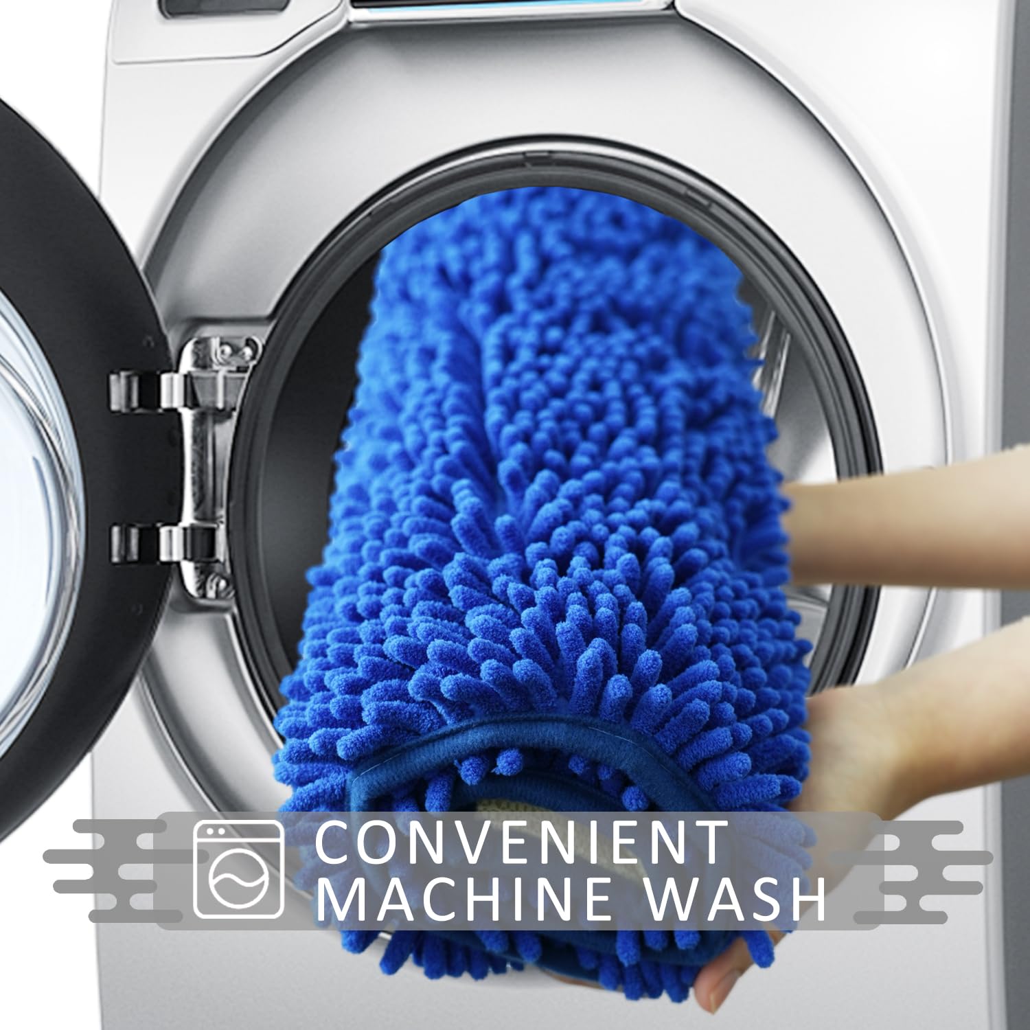Tappeto da bagno in ciniglia, extra spesso e assorbente, antiscivolo, lavabile in lavatrice, asciugabile in asciugatrice, morbido e accogliente, da utilizzare sotto la doccia, vasca da bagno