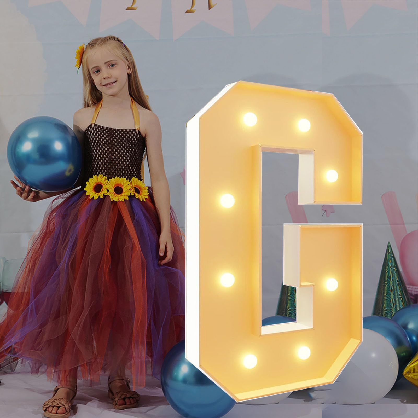 Números iluminados de 100 cm de Alto, Letras G, decoración de cumpleaños, Marco precortado, Kit de cartón de Espuma, Letras de Mosaico Grandes para decoración de Bodas, Baby Shower
