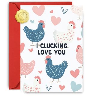 Funny Chicken Valentines Day Cards for Boyfriend, Husband, Chicken Lover Valentine's Day Cards with Envelopes - Amazon product rated Grade B