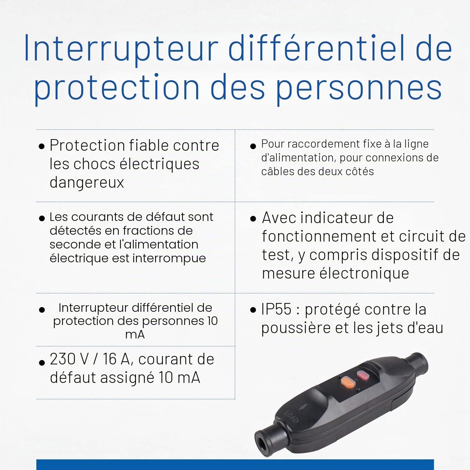 as - Schwabe Interrupteur Intermédiaire de Protection Individuelle 10 mA 230V / 16A Pour l'Extérieur Raccordement Permanent Pour Câbles d'Alimentation IP66 | 45221