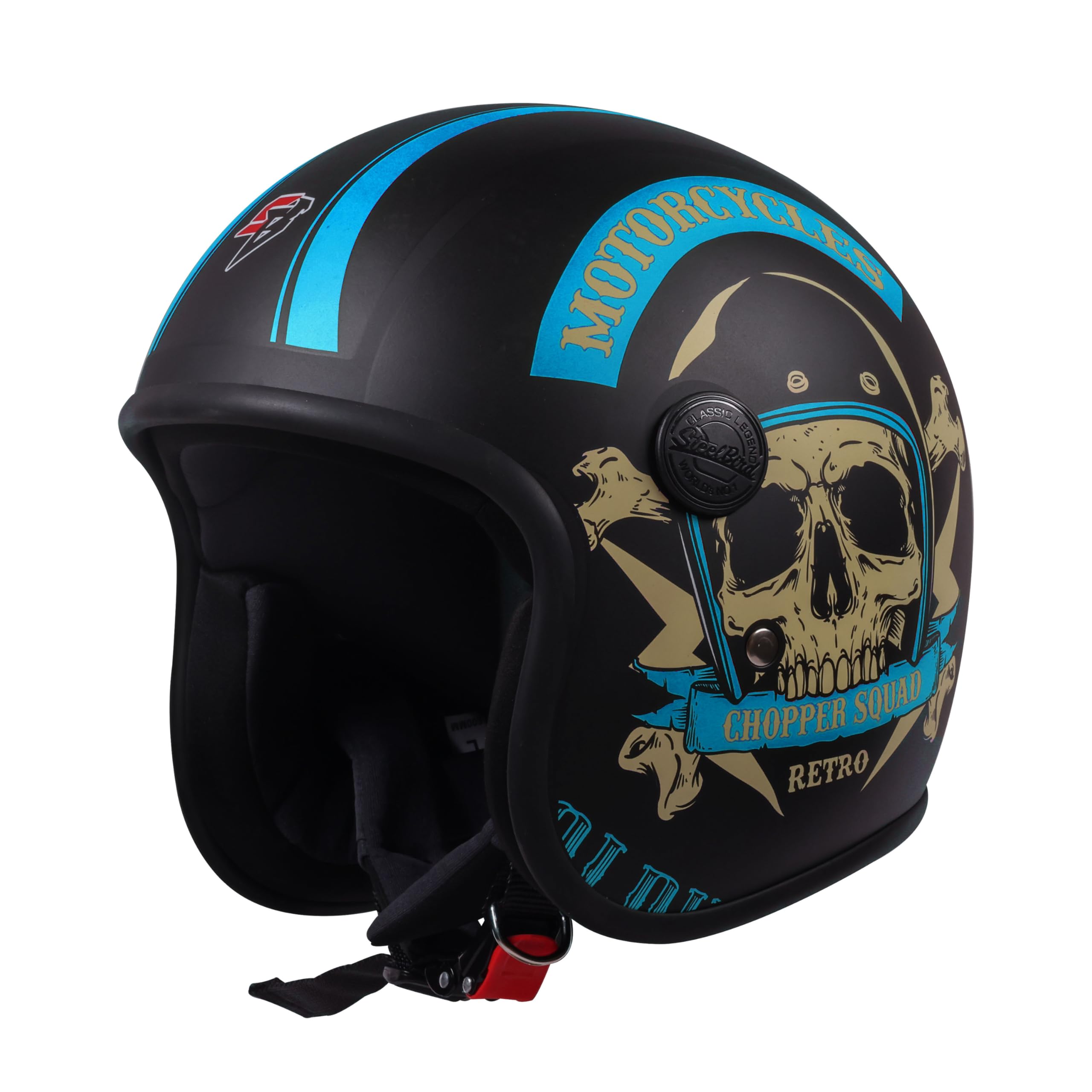 Steelbird SBH-55 Retro Chopper Squad ISI Certified Open Face Helmet for Men and Women