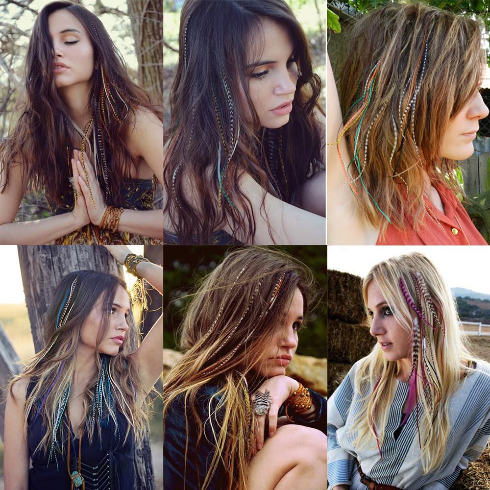 Plumes Cheveux Synthétique coloré for Extensions de plumes cheveux 20 30 40 50 pièces pointe 16 pouces postiche synthétique en(50-set)
