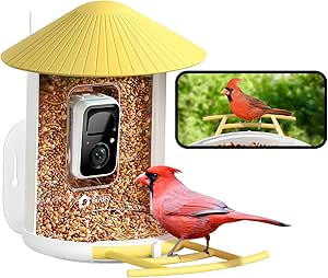 NETVUE by Birdfy Smart Bird Feeder with Camera, Bird Watching Camera, Auto Capture Video&Motion Detection, 1080P Live Steam, Cardinal Feeder Outdoor Wireless, Ideal Present for Backyard Birder, Yellow asin的图片
