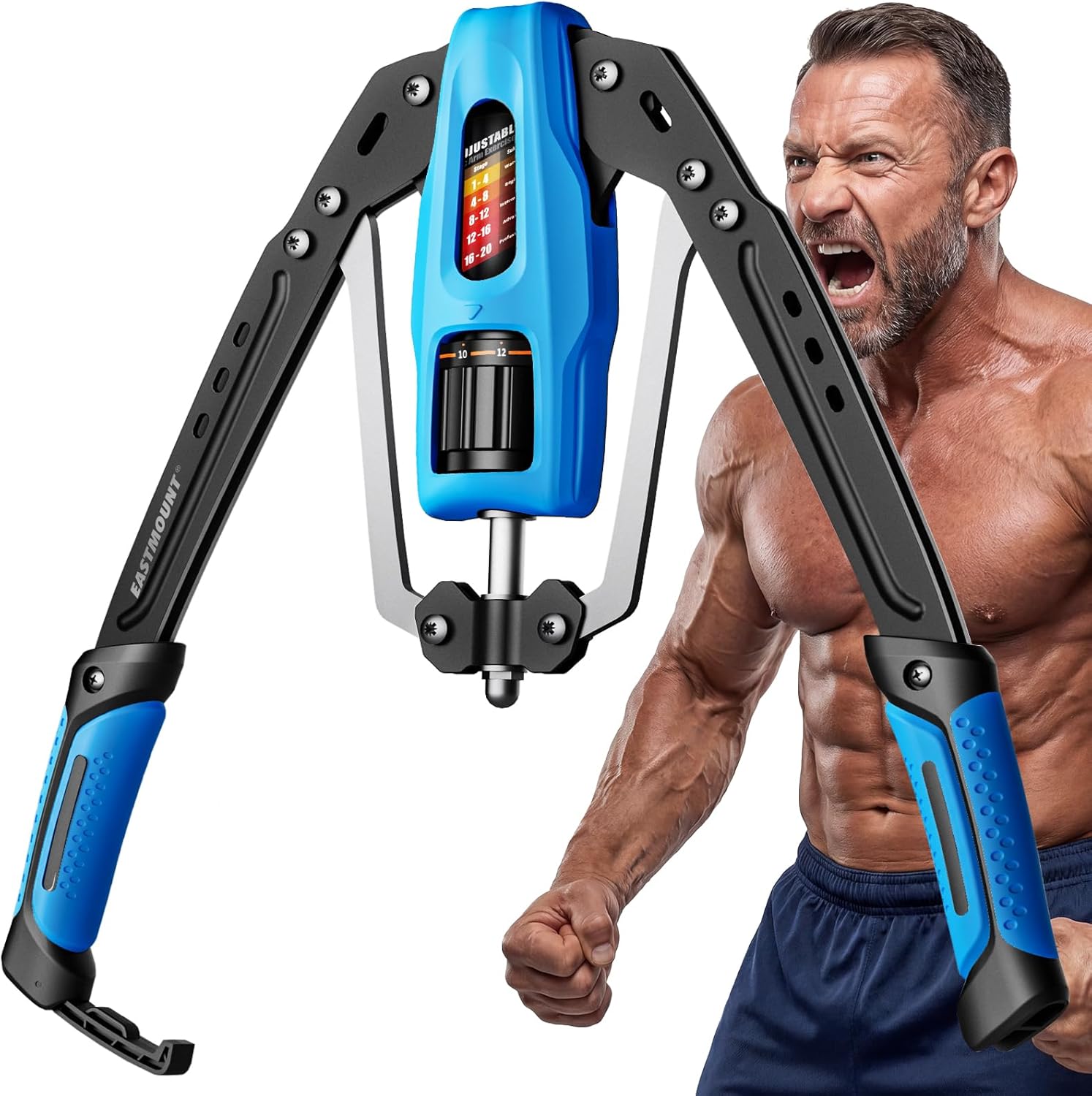 EAST MOUNT Twister Arm Exerciser, Adjustable Hydraulic Resistance 22–440 lbs, Arm Chest & Shoulder Strength Trainer for Home Workouts, Upper Body Muscle Builder, Fitness Training Equipment