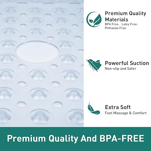 Miniatura 6 de Tapete de ducha cuadrado transparente grande antideslizante de 27 x 27 pulgadas, tapete de baño suave para ducha interior, suelo de baño, tapete de