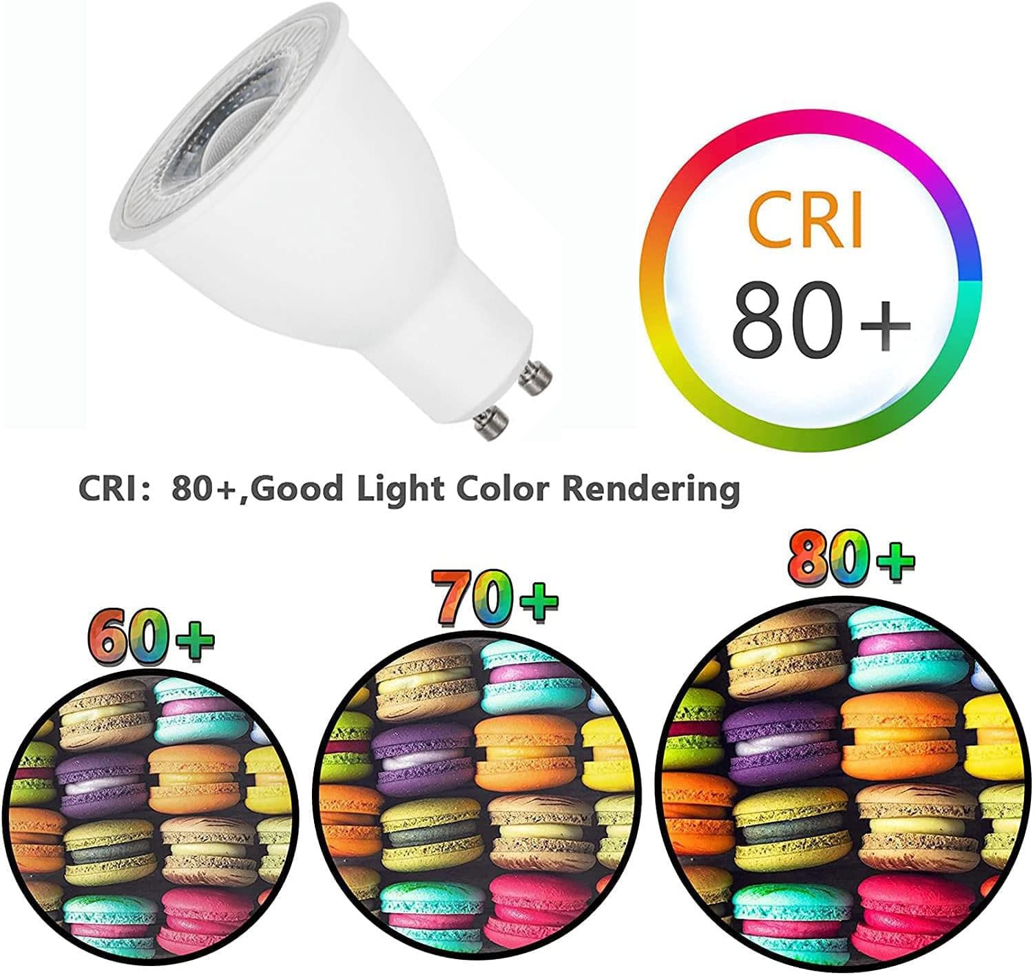 GU10 LED Light Bulbs, 10W (100W Halogen Equivalent), 1000 Lumens, Non-Dimmable, 3000K Warm White, LED Bulbs for Recessed Track Lighting, AC90-265V, 60° Beam Angle, GU10 Base, Pack of 6