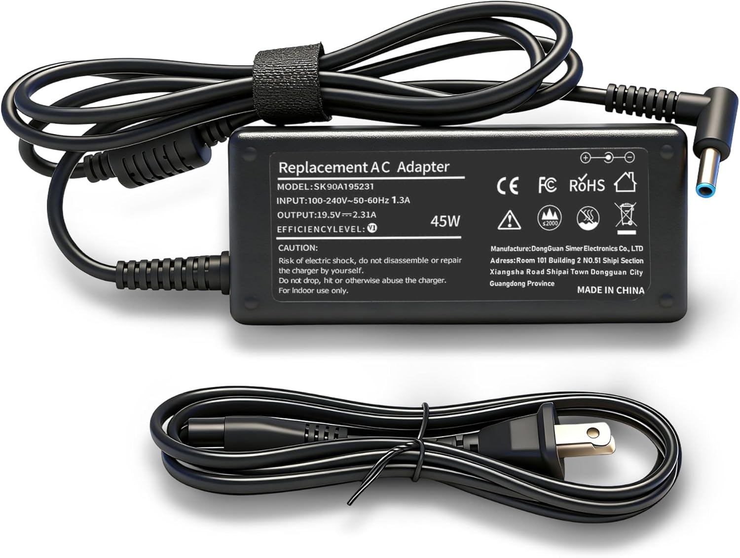 45W Laptop Charger Replacement for HP Laptop Charger Elitebook x360 Pavilion Spectre Chromebook Envy Elite x2 Computer Travel Smart Blue Tip Power Adapter