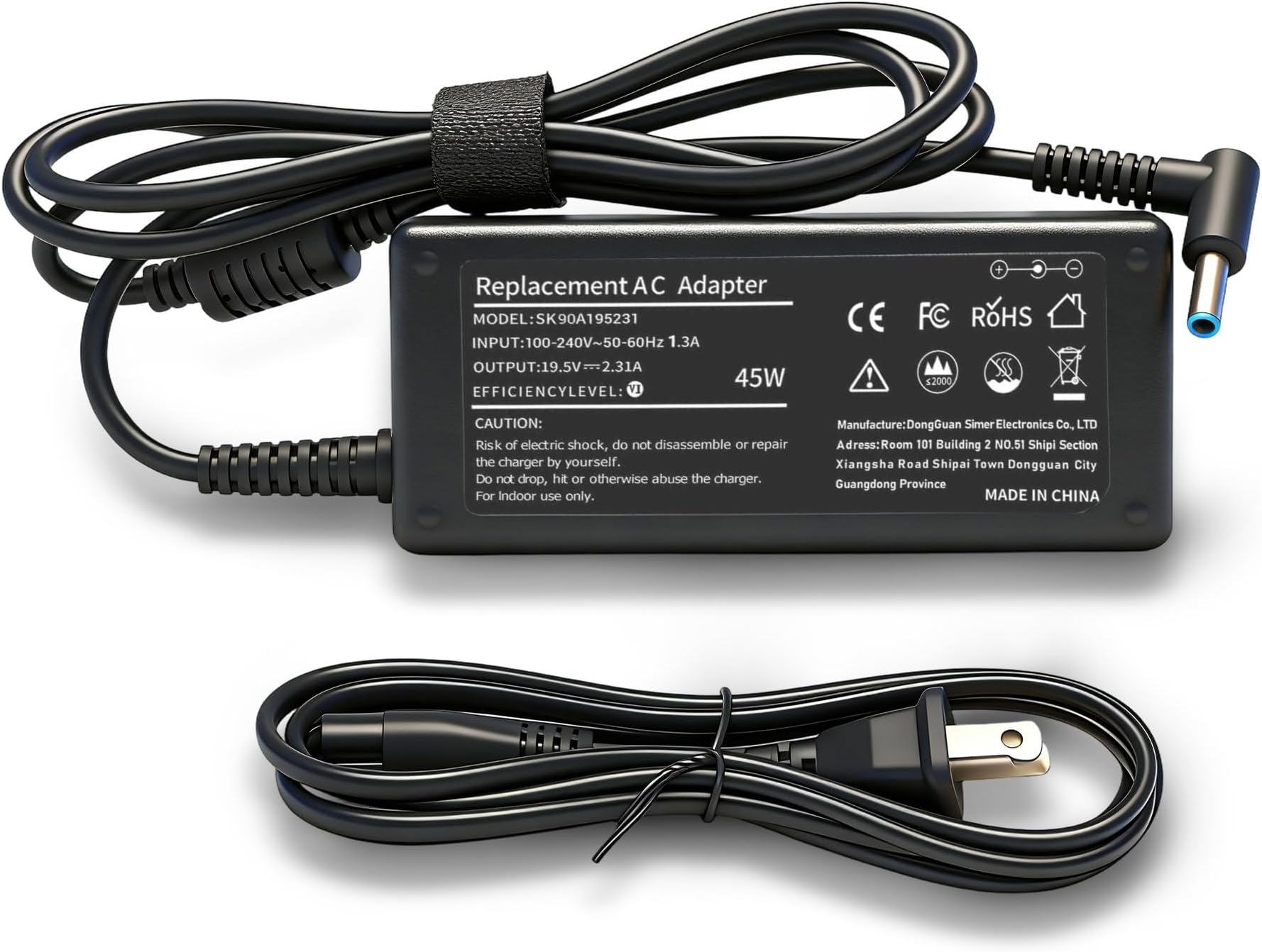 45W Laptop Charger Replacement for HP Laptop Charger Elitebook x360 Pavilion Spectre Chromebook Envy Elite x2 Computer Travel Smart Blue Tip Power Adapter