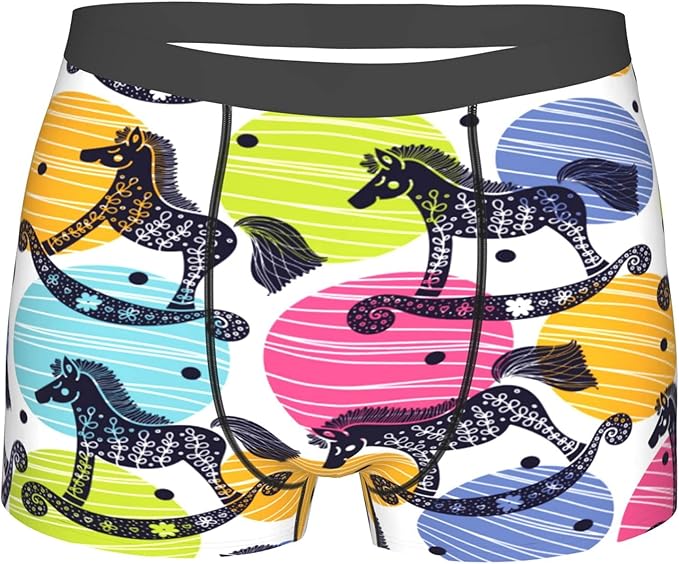 Men's Underwear,Rocking Horses,Boxer Briefs Breathable Comfort