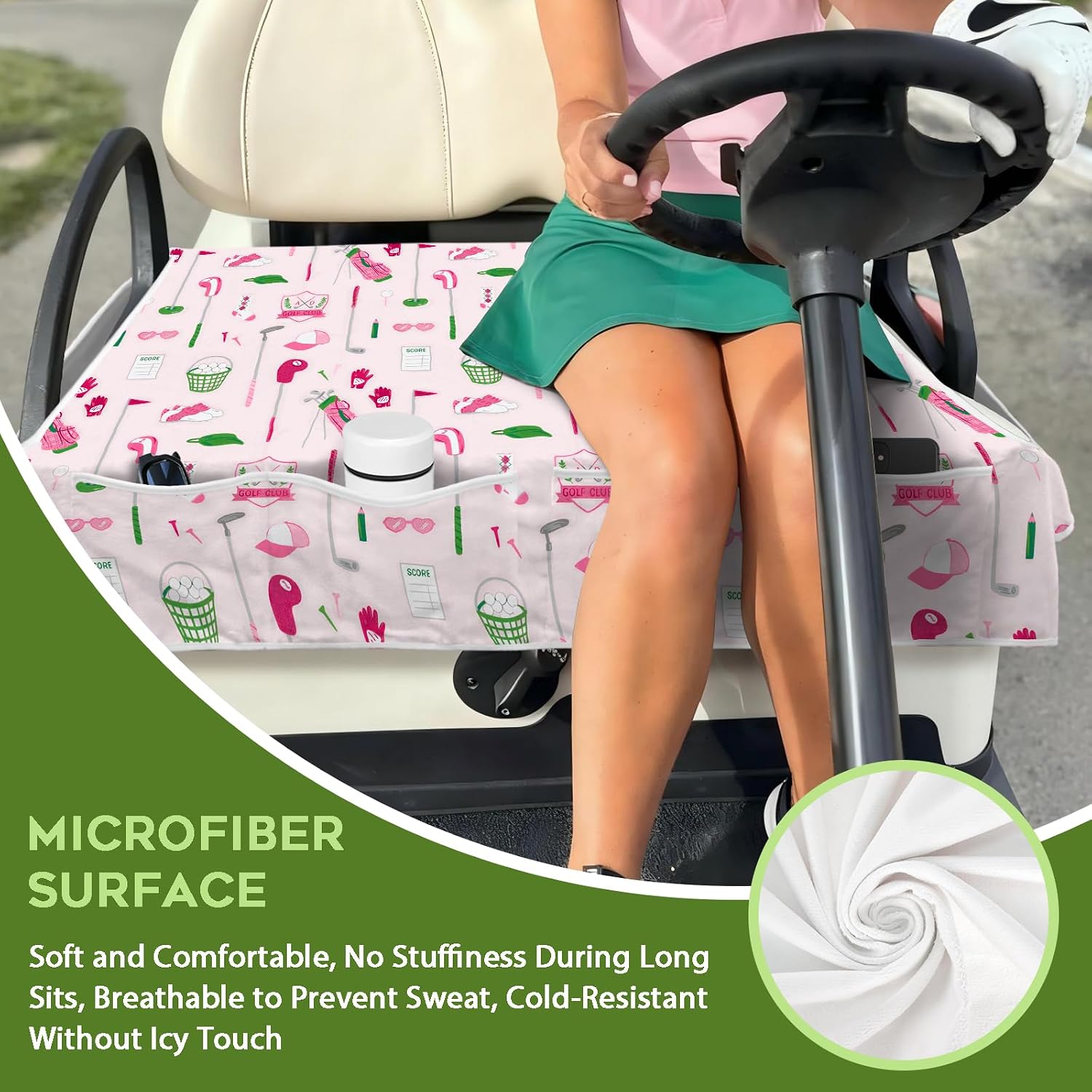 Golf Cart Seat Covers Club Car Golf Cart Accessories 4 Pockets Golf Carts Seat Towel Blanket for Men Women Golf Cart Decor