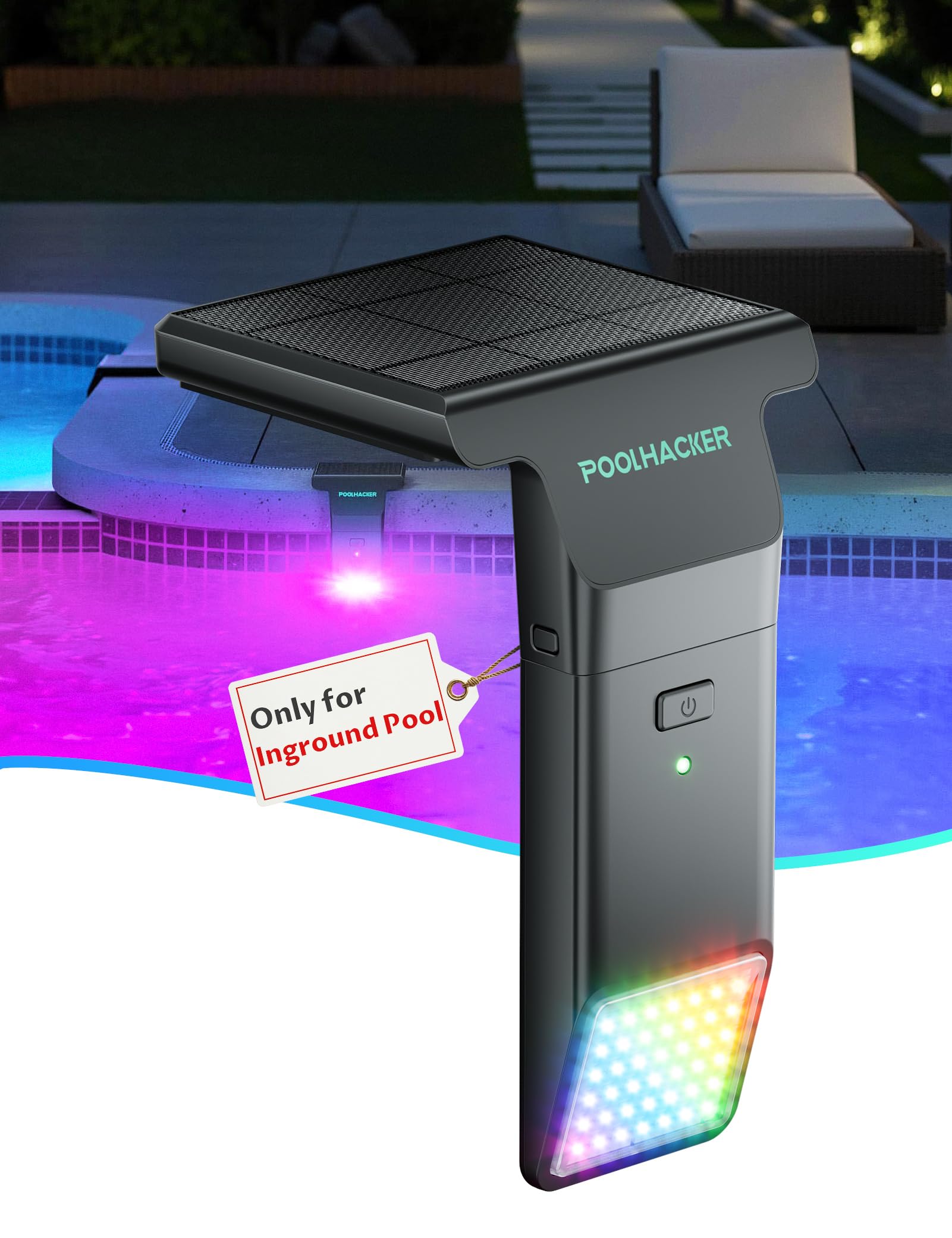 Solar Pool Lights Only for Inground Pool【Original】, 10-Color 4-Mode Light Sensing LED, Underwater Lighting with Timer Off, Submersible Lights with Remote, Waterproof Design, 1 Pack