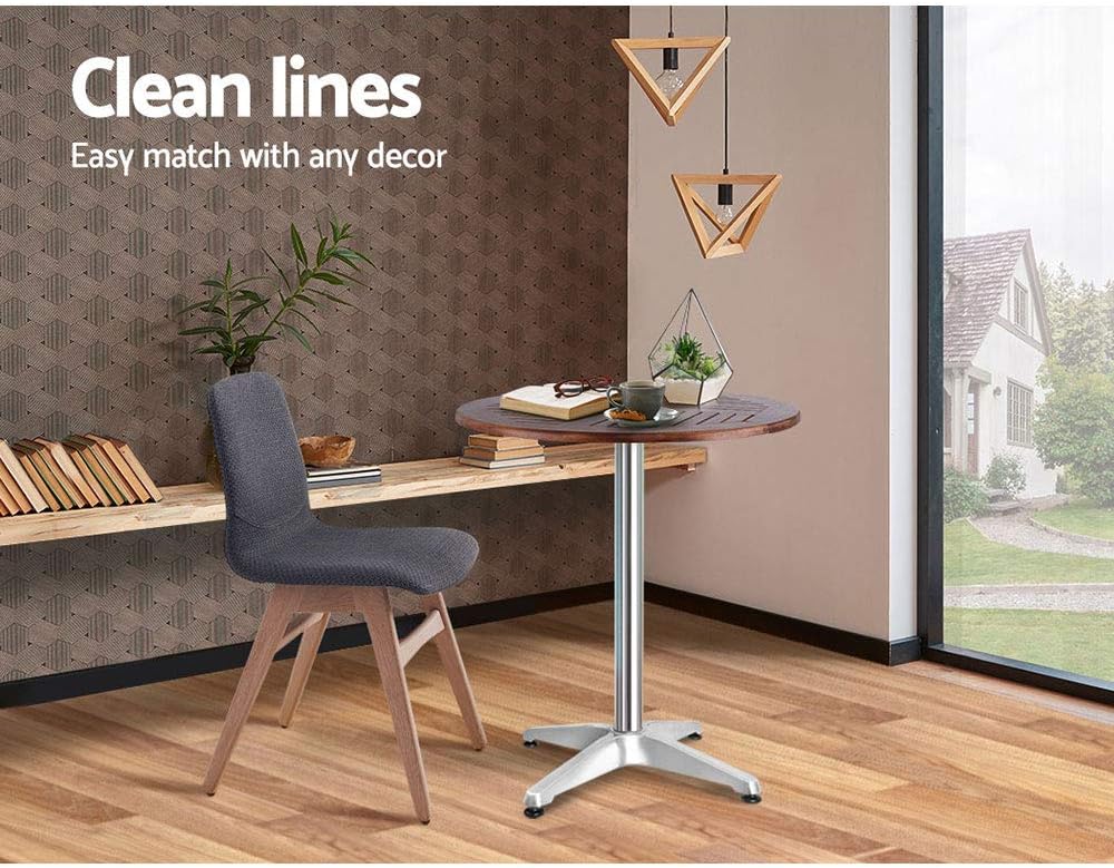 Outdoor Bar Table Furniture Wooden Cafe Table Aluminium Adjustable Round