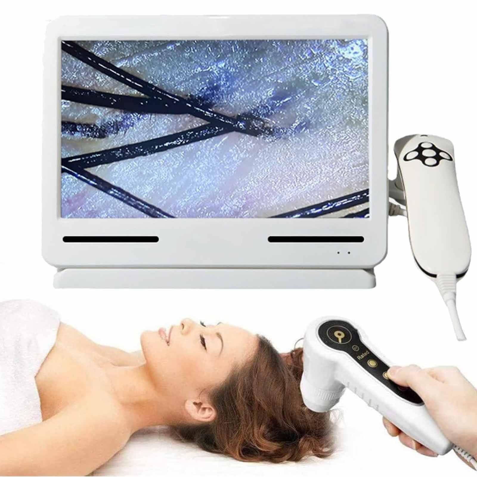 Haut Haar Analysegerät, 10,1 Zoll HD LCD Bildschirm, Mit Vier Rastern/Speicherfunktion 50X/200X Hautvergrößerung, Professionelles Follikelanalysegerät für Zuhause & Salon
