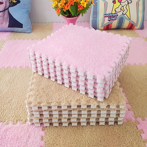 Miniatura 5 de Juego de 20 alfombras entrelazadas, juego de alfombrillas cuadradas de espuma de felpa, azulejos esponjosos entrelazados, rompecabezas cuadrados con