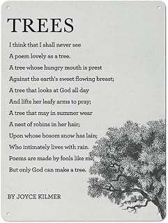 Rustic Metal Tin Sign Trees Poem Print Wall Art Home Decor I Think That I Shall Never See A Poem Lovely As A Tree Painting Poster 12x16 Inch