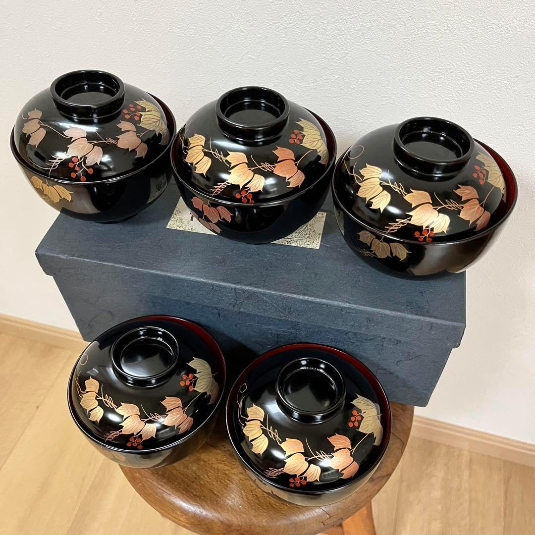 伝統工芸品 川連漆器 椀5客 日本製 漆 伝統工芸品 川連漆器