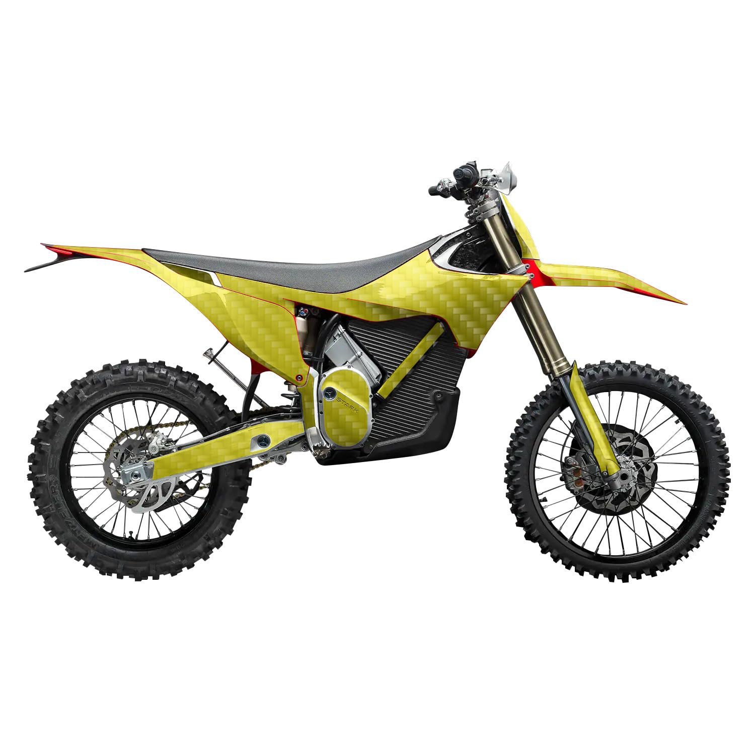Carbon Fiber Stark Varg MX 2023-2025 Graphics Kit Wrap - Solid Yellow - Varg MX Skin - Premium 3M Vinyl Protective Wrap Decal Cover - Easy to Apply | Crafted in The USA by MightySkins