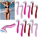 Honoson 12 Pcs Disposable Bikini Razors for Women Bikini Line Trimmer Shaver Small T Type Razor Durable Travel Accessories Pubic Hair Removal Beauty for Body Cosmetic Tool(Rosy, Dark Pink, Light Pink)